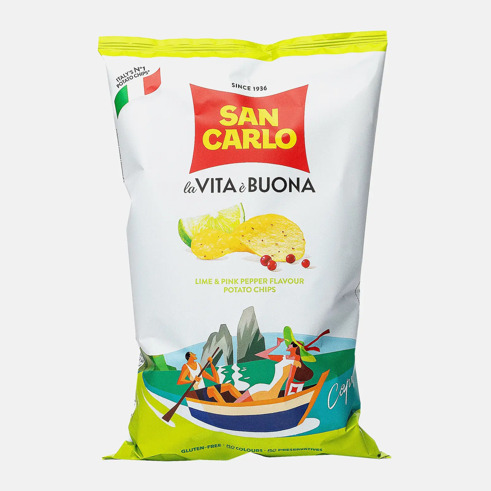 Чипсы со вкусом лайма и розового перца San Carlo 150г Чипсы со вкусом лайма и розового перца San Carlo 150г