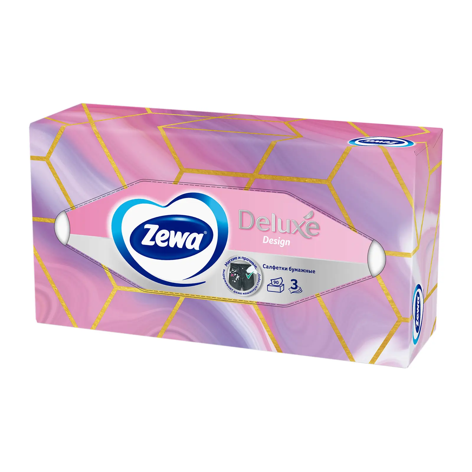 Салфетки бумажные Zewa Deluxe Design 3 слоя 90шт