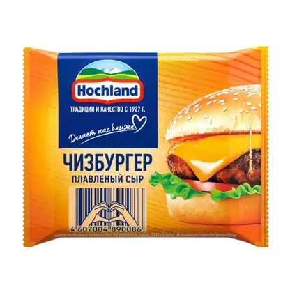 Изображение товара Сыр плавленый Hochland Чизбургер ломтики 45% 150г