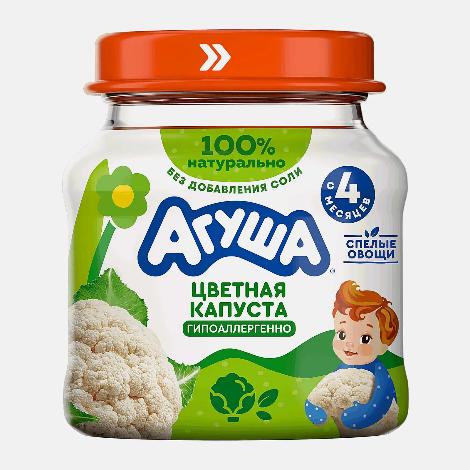 Пюре детское овощное Агуша Цветная капуста 80г с 4 месяцев Пюре детское овощное Агуша Цветная капуста 80г с 4 месяцев