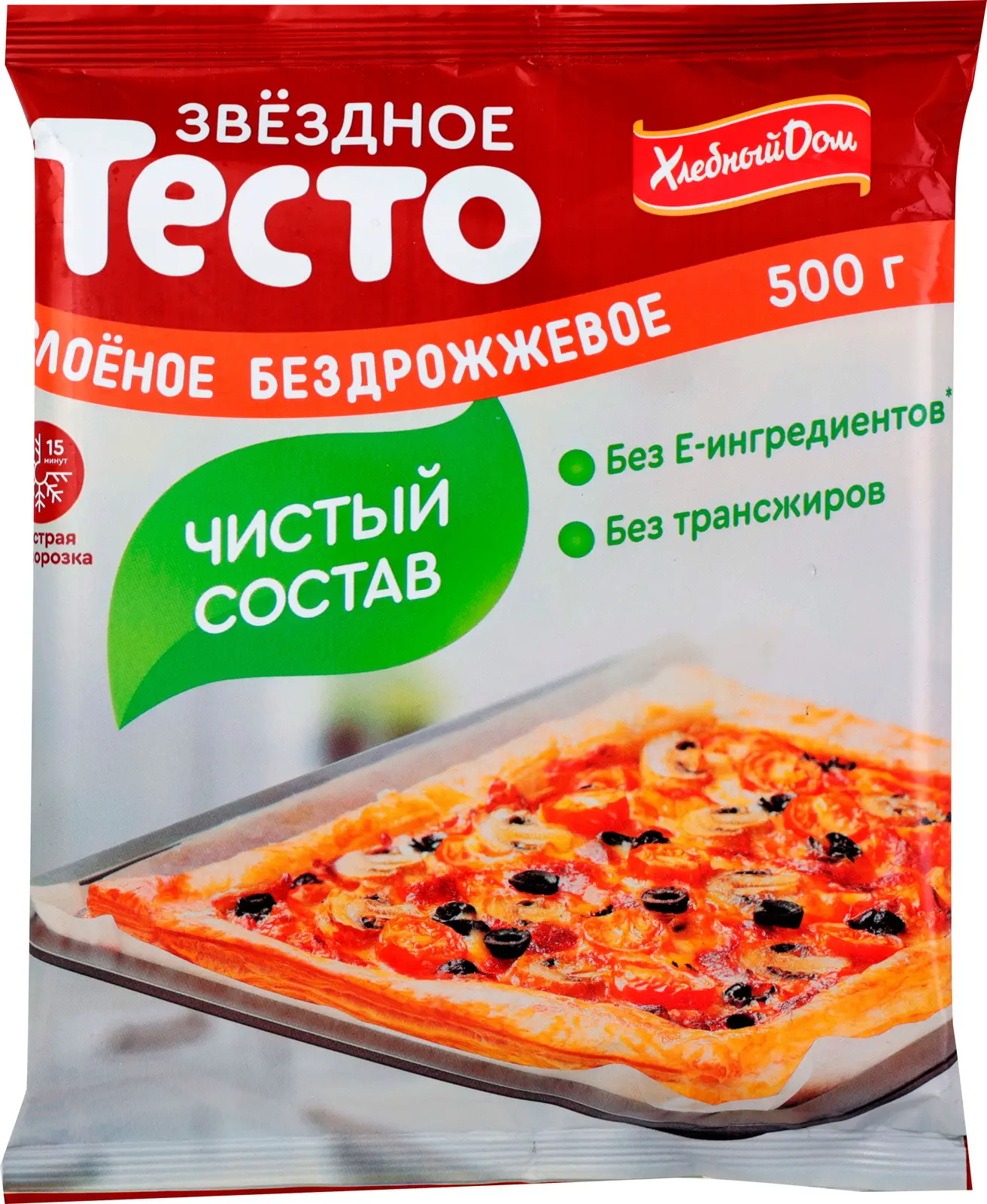 Тесто Хлебный дом Звездное слоеное бездрожжевое 500г - Магнит-Продукты