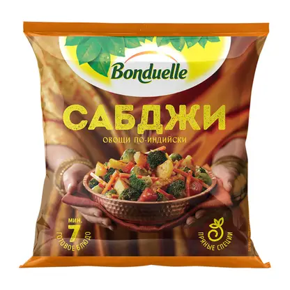 Изображение товара Овощи Бондюэль по-индийски Пряные Сабджи быстрозамороженные 400г