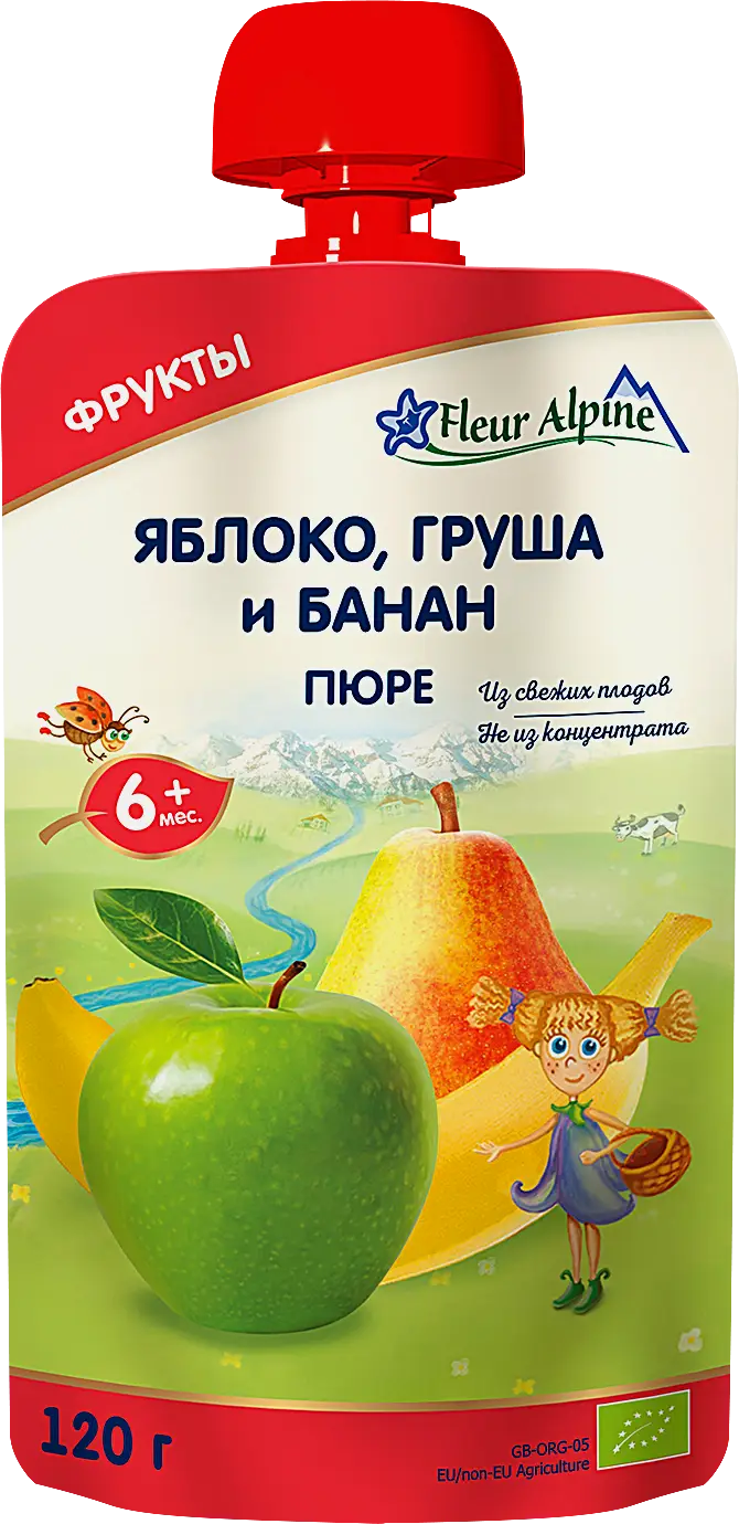 Изображение товара Пюре для детей Флёр альпин яблоко груша банан 120 г натуральное питание