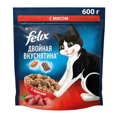 Изображение товара Сухой корм для кошек Felix Двойная вкуснятина с мясом 600г