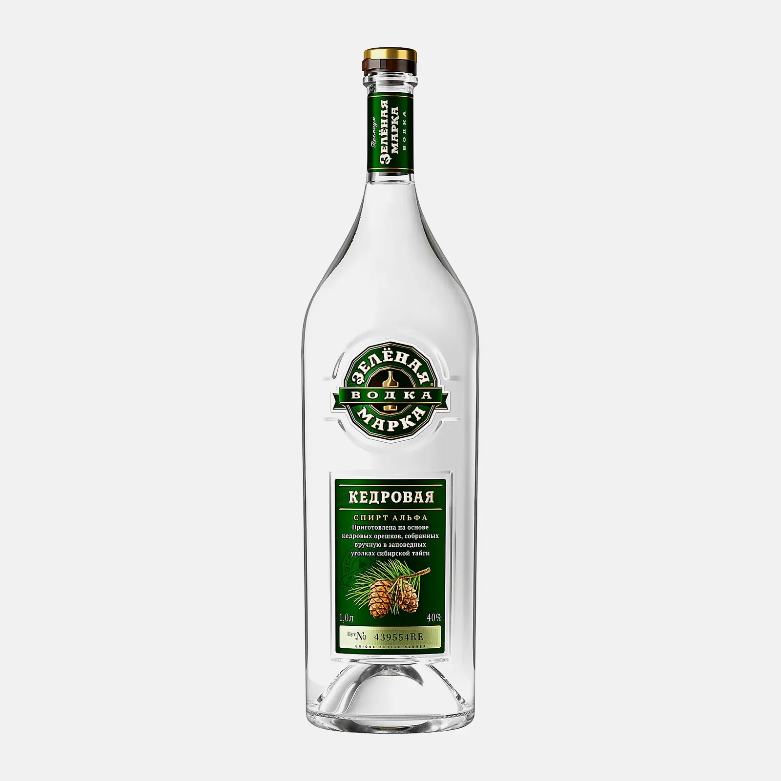 Водка Зеленая Марка кедровая 40% 1л