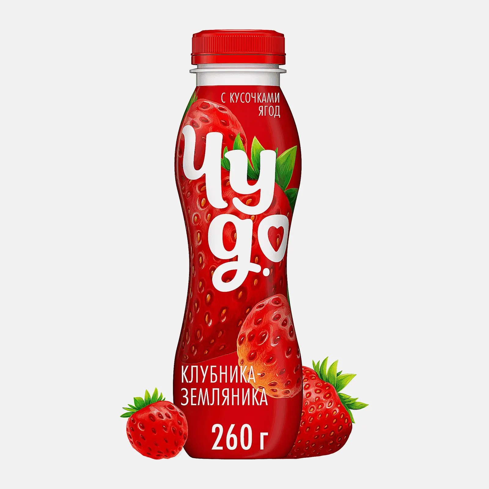 Изображение товара Питьевой йогурт Чудо Клубника земляника 260 г натуральный и вкусный