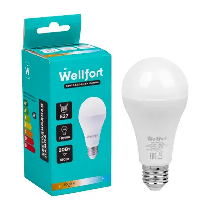 Изображение товара Лампа светодиодная Wellfort груша 20Вт Е27 тёплый