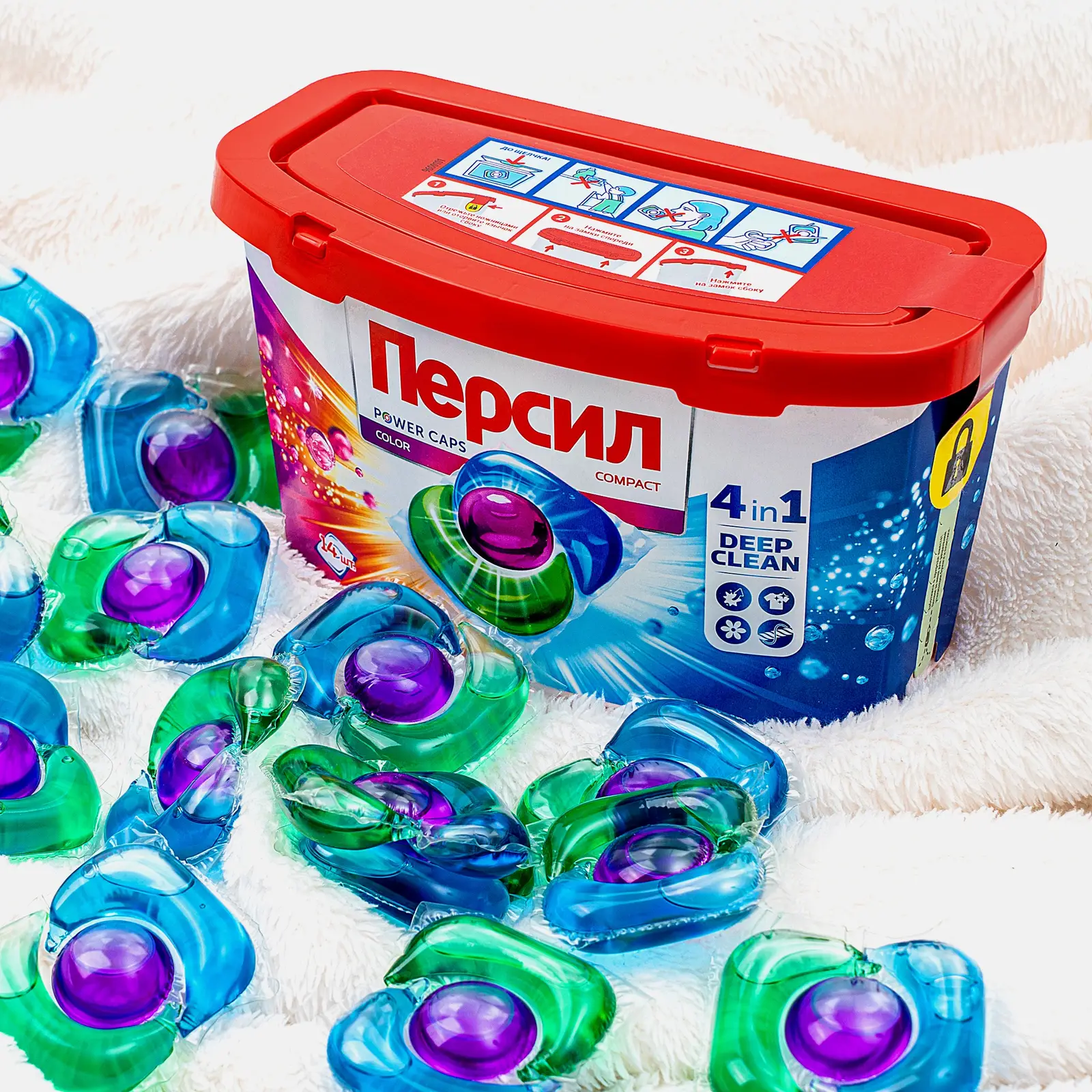Капсулы для стирки Персил Пауэр Капс Колор 4в1 для цветного белья 14шт
