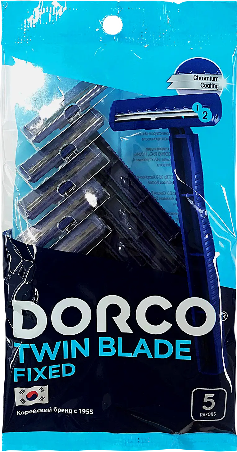 Изображение товара Одноразовый бритвенный станок Dorco Twin Blade Fixed 2 лезвия 5 шт