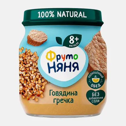 Пюре из говядины с гречкой и морковью с 8 месяцев Фрутоняня 100г