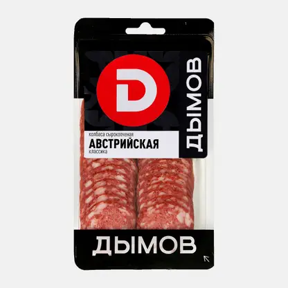 Колбаса Австрийская классика сырокопченая полусухая Дымов нарезка 90г