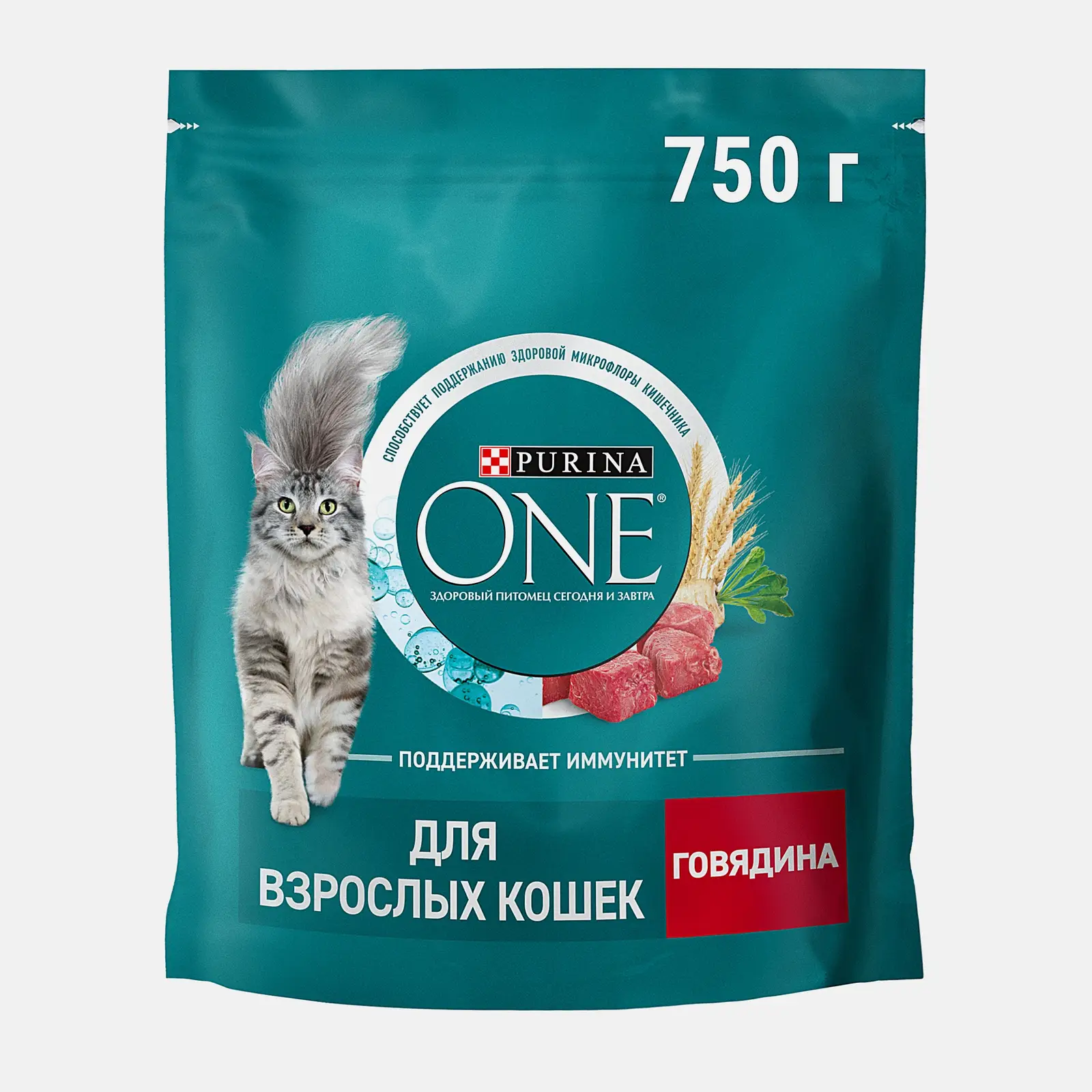 Сухой корм для взрослых кошек с говядиной и цельными злаками Purina ONE 750г Сухой корм для взрослых кошек с говядиной и цельными злаками Purina ONE 750г
