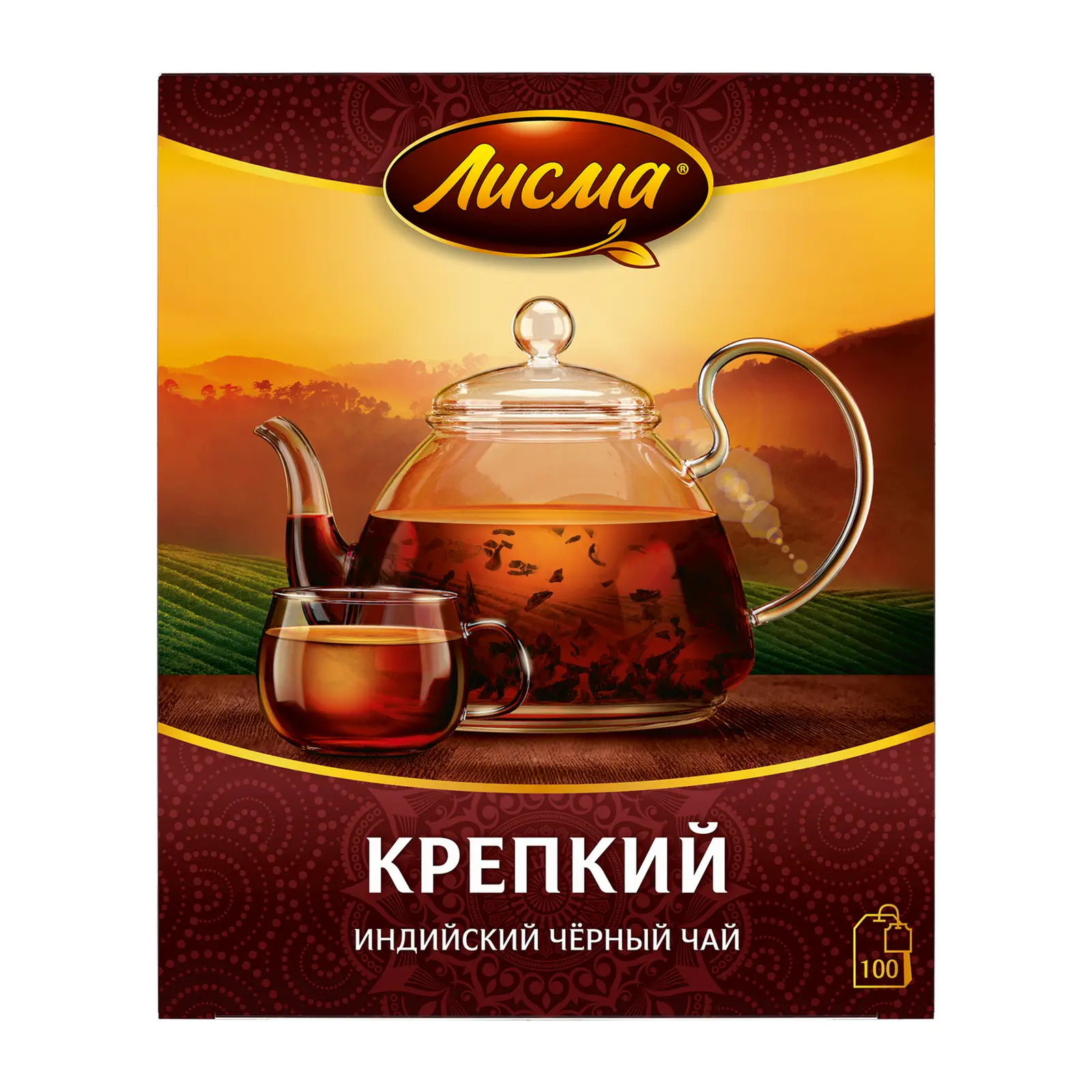 Изображение товара Чай черный Лисма Крепкий 100 пакетов идеально насыщенный
