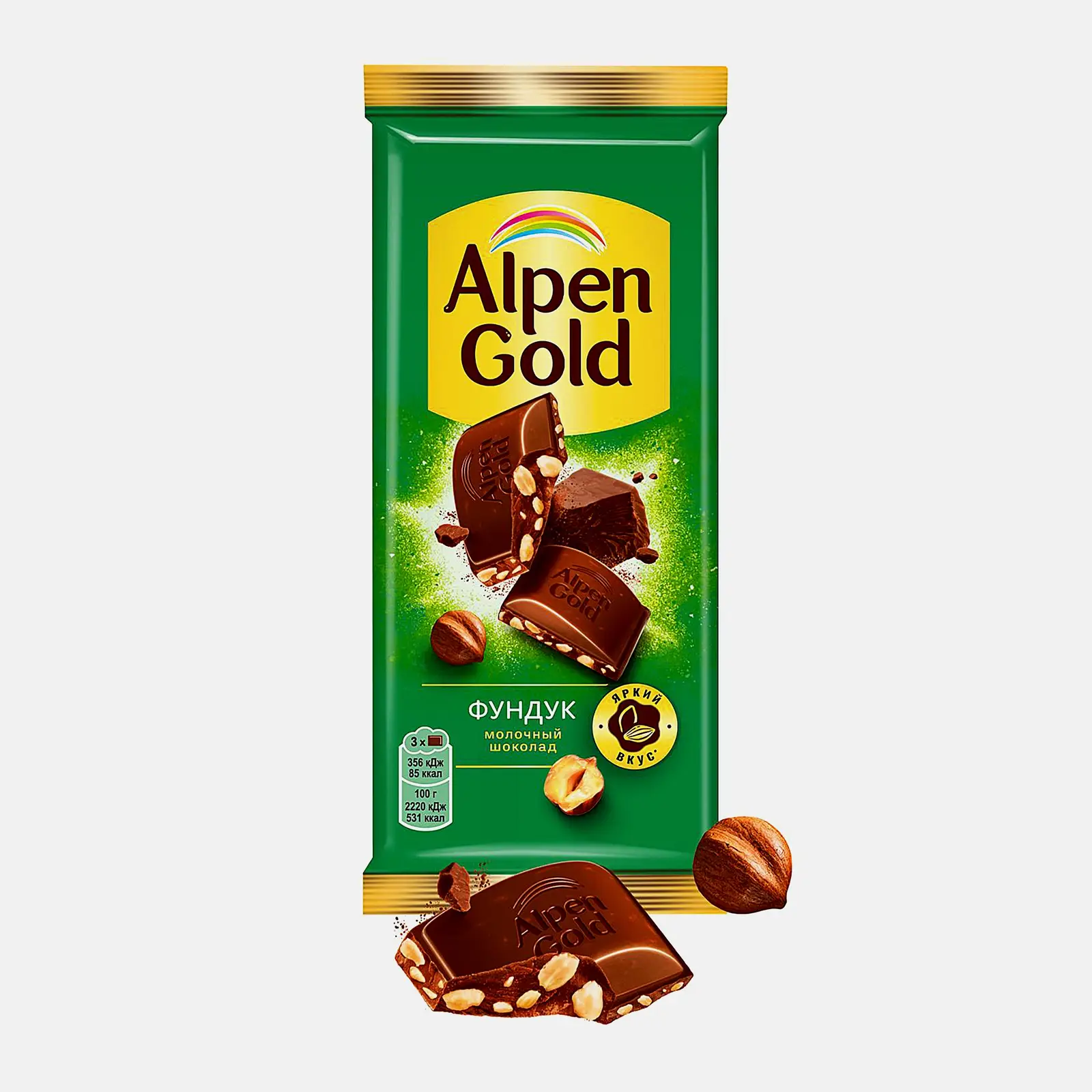 Изображение товара Молочный шоколад Alpen Gold с фундуком 80 г - вкусное и натуральное лакомство