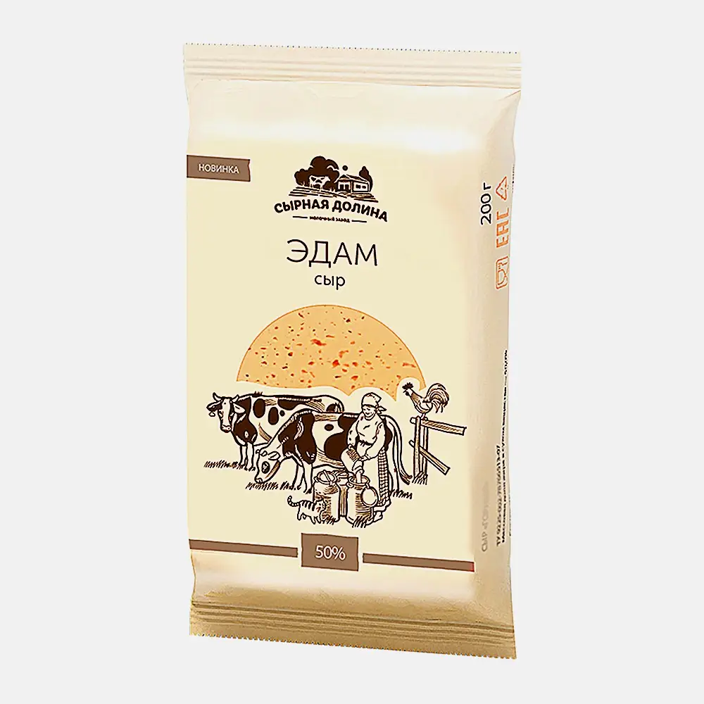 Изображение товара Сыр Сырная долина Эдам 50% 200г