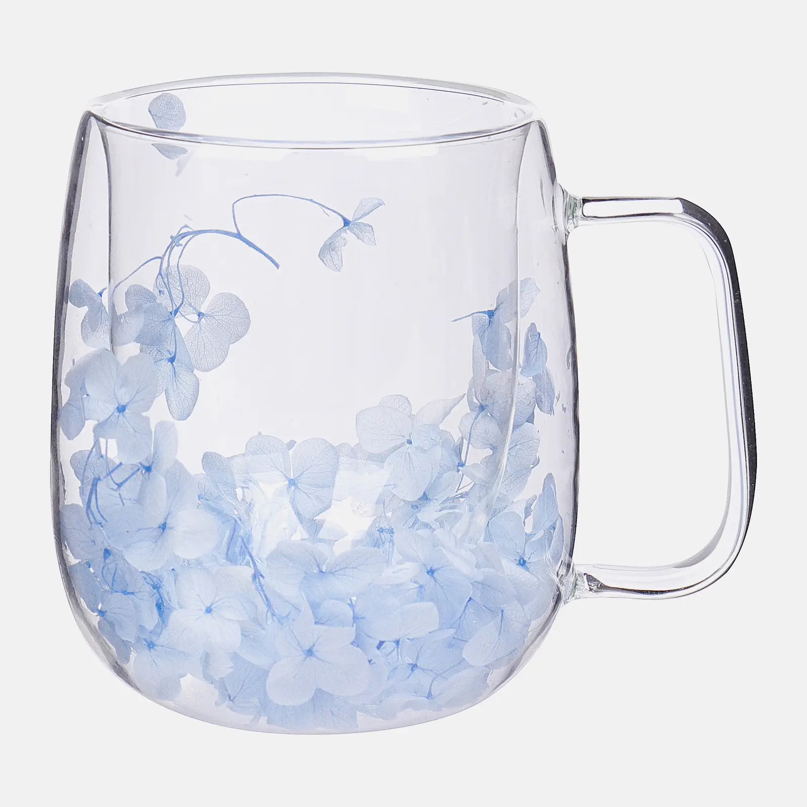 Кружка из двойного стекла Гортензия 300мл в ассортименте