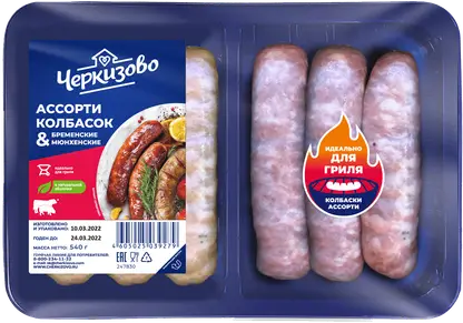Изображение товара Колбаски Черкизово Ассорти Бременские и Мюнхенские 540г