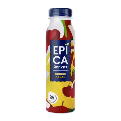 Изображение товара Йогурт питьевой Epica Вишня Банан 2. 5% 260мл - натуральный фруктовый напиток