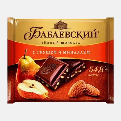 Тёмный шоколад с грушей и миндалем Бабаевский 70г