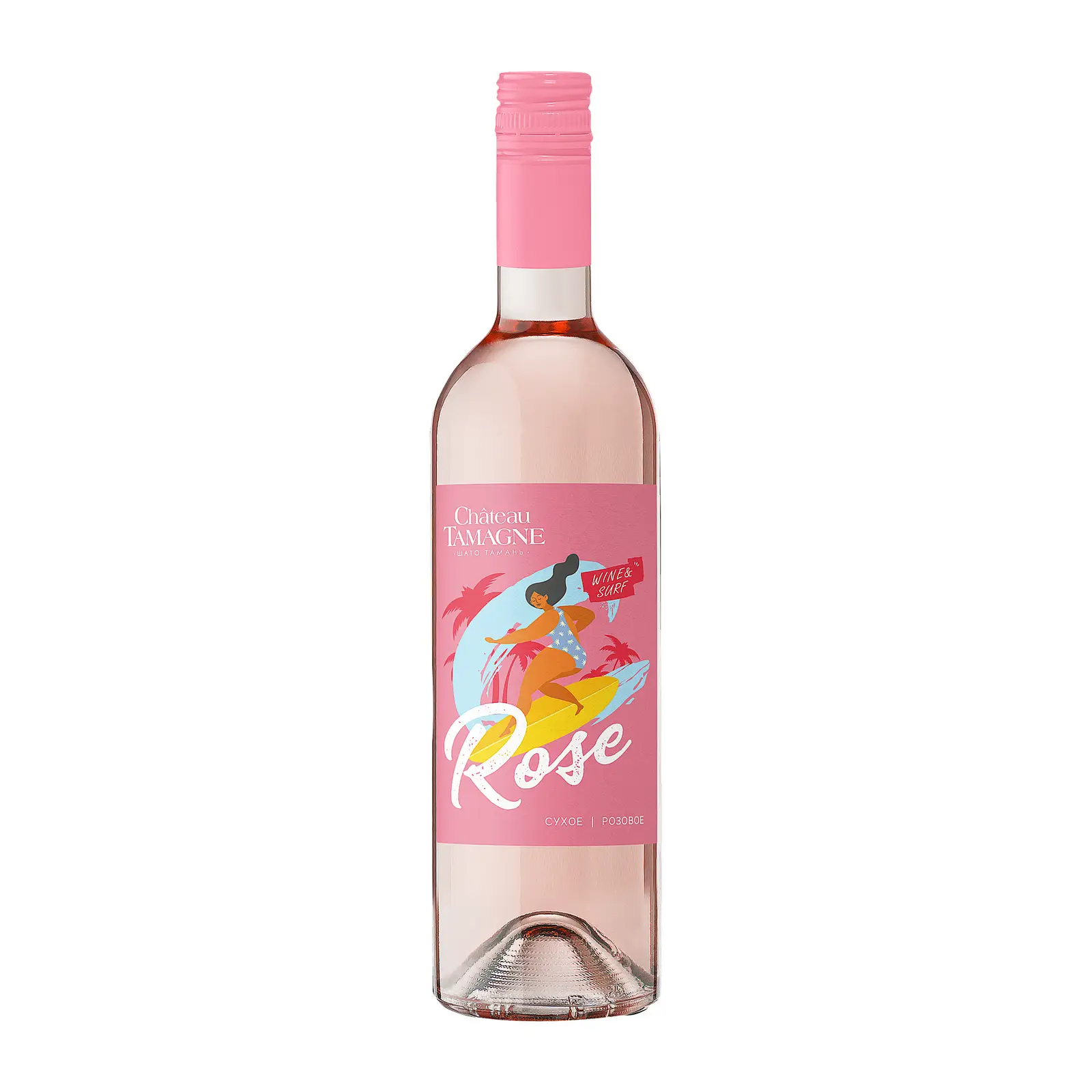 Изображение товара Вино Шато Тамань Wine&Surf Розе розовое сухое 10.5% 750мл