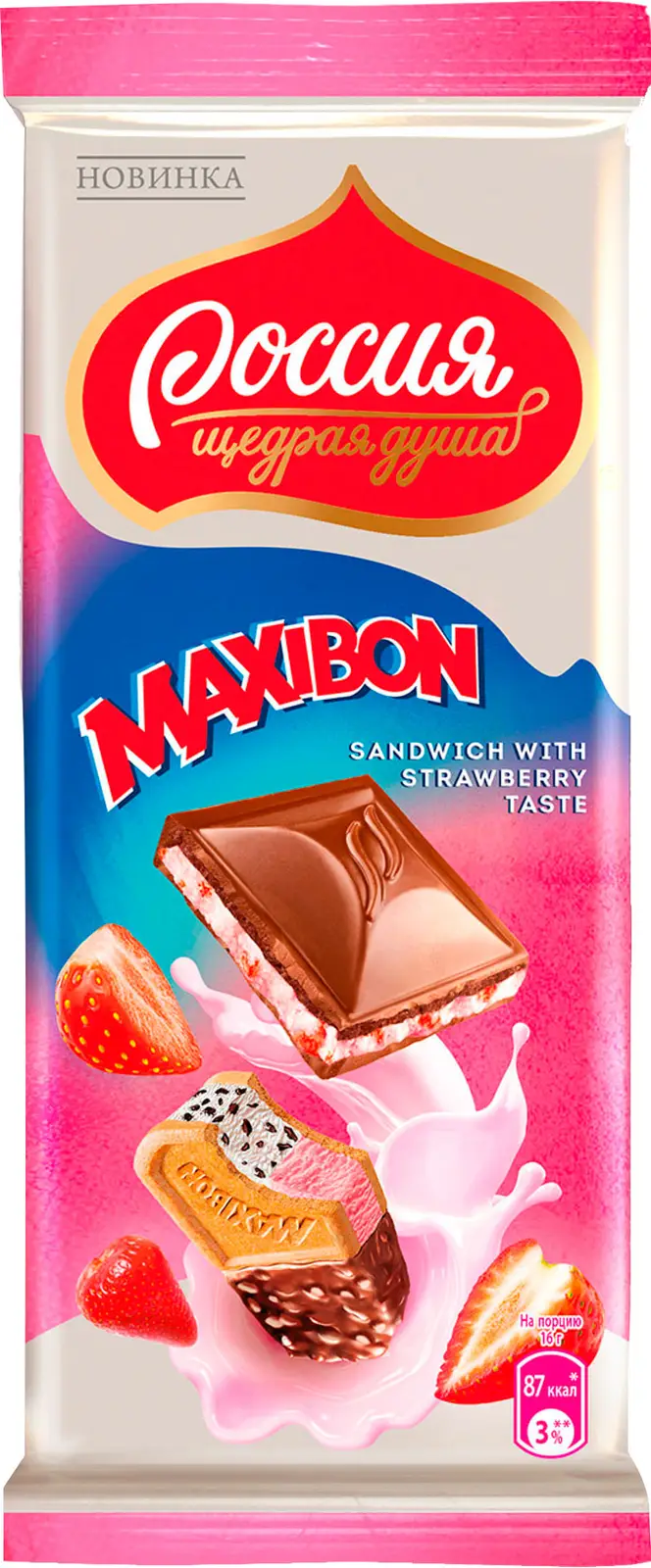 Шоколад Россия Щедрая душа Maxibon Клубника и печенье 80г — в каталоге на  сайте сети Магнит | Краснодар