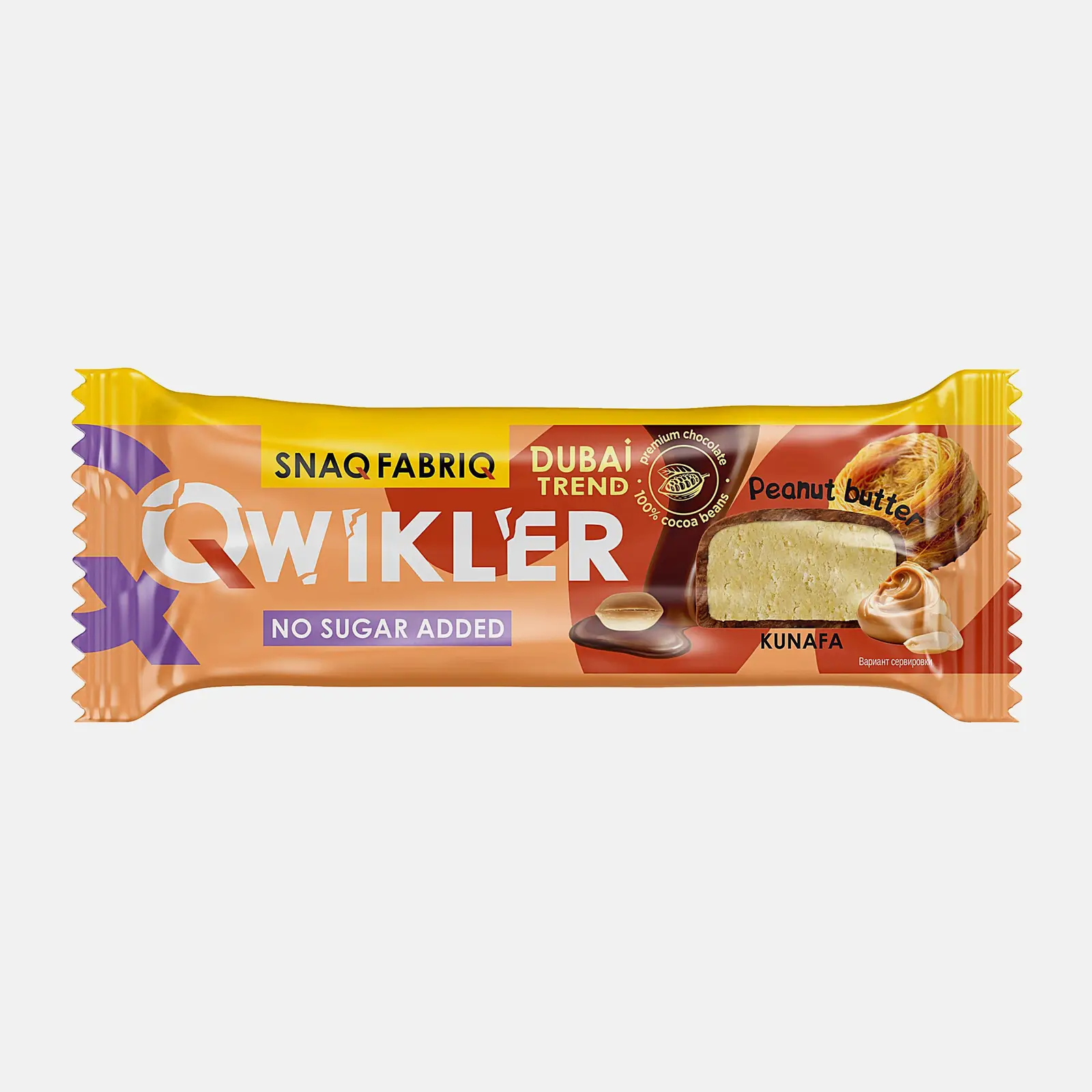 Изображение товара Батончик Qwikler с арахисом и кунафой 35 г Snaq Fabriq - полезный перекус