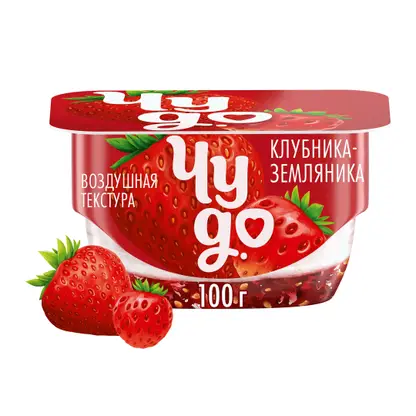 Изображение товара Десерт творожный Чудо Клубника земляника 4% 100г