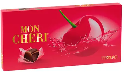 Изображение товара Конфеты Mon Cheri с вишней и ликером 157.5г в подарочной упаковке