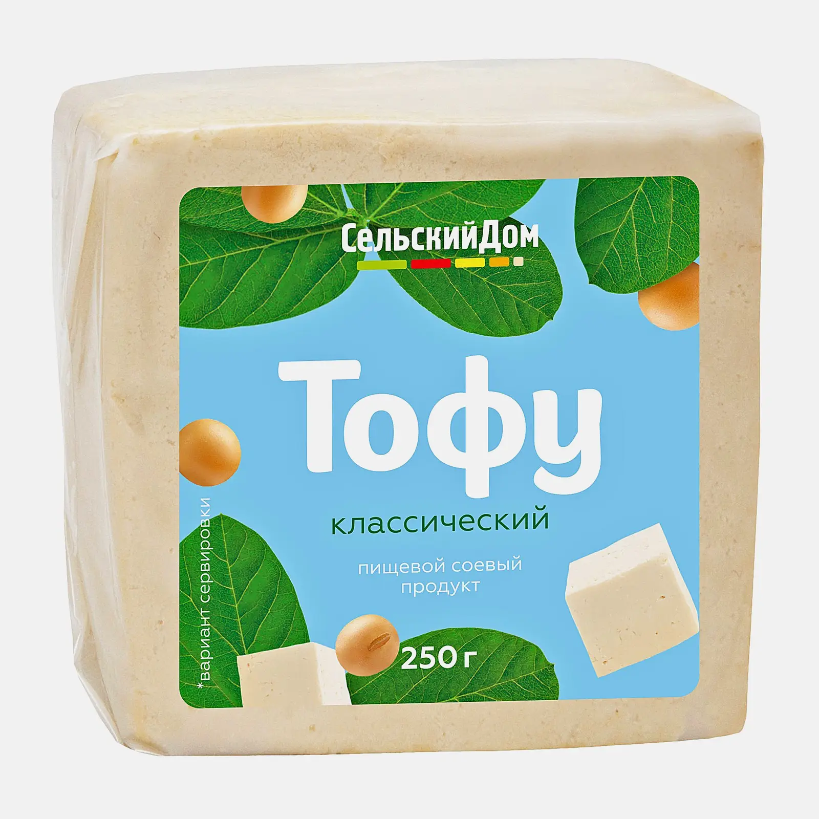 Изображение товара Продукт пищевой соевый Сельский дом Тофу классический 4.8% 250г