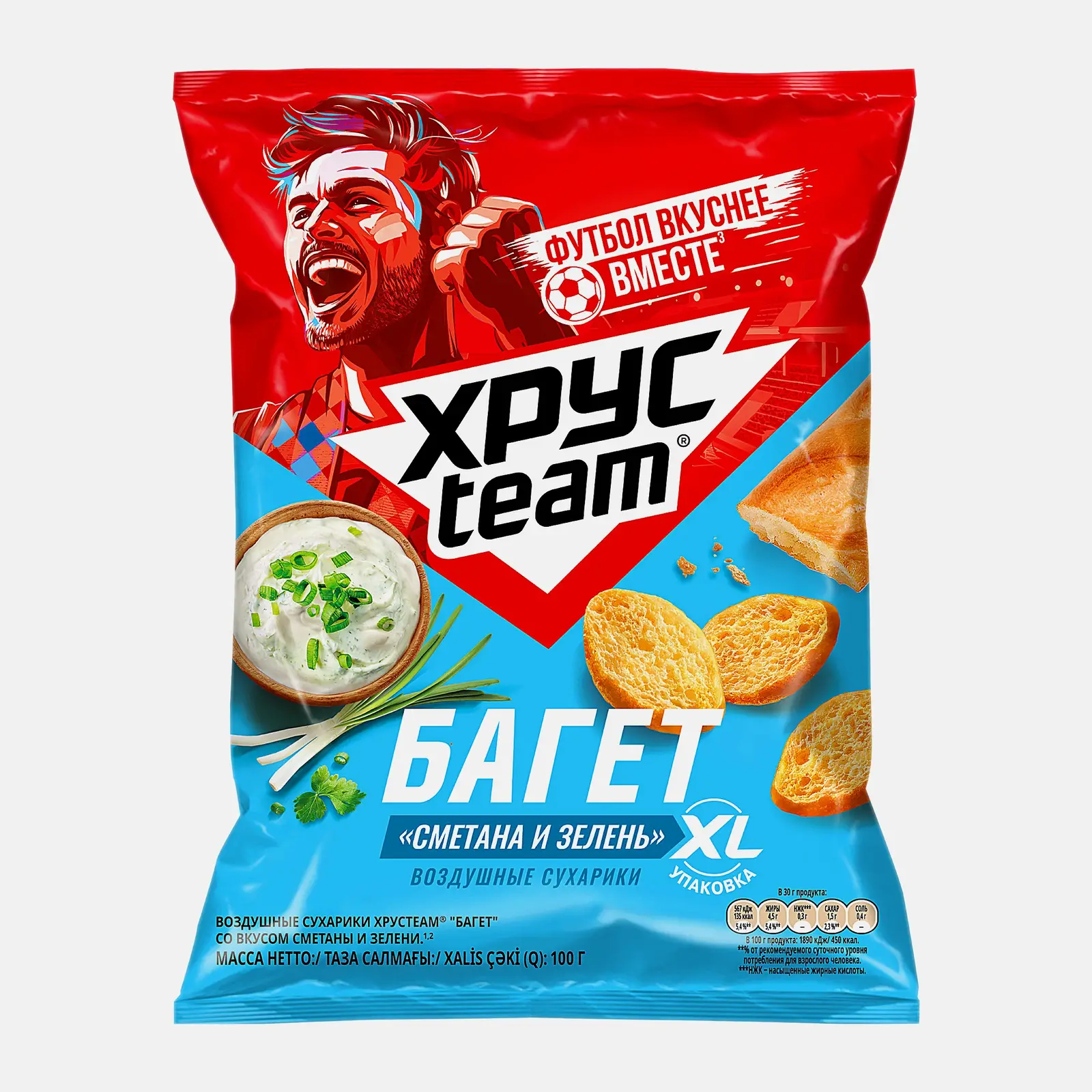 Сухарики Хрусteam Багет Сметана и зелень 100г Сухарики Хрусteam Багет Сметана и зелень 100г