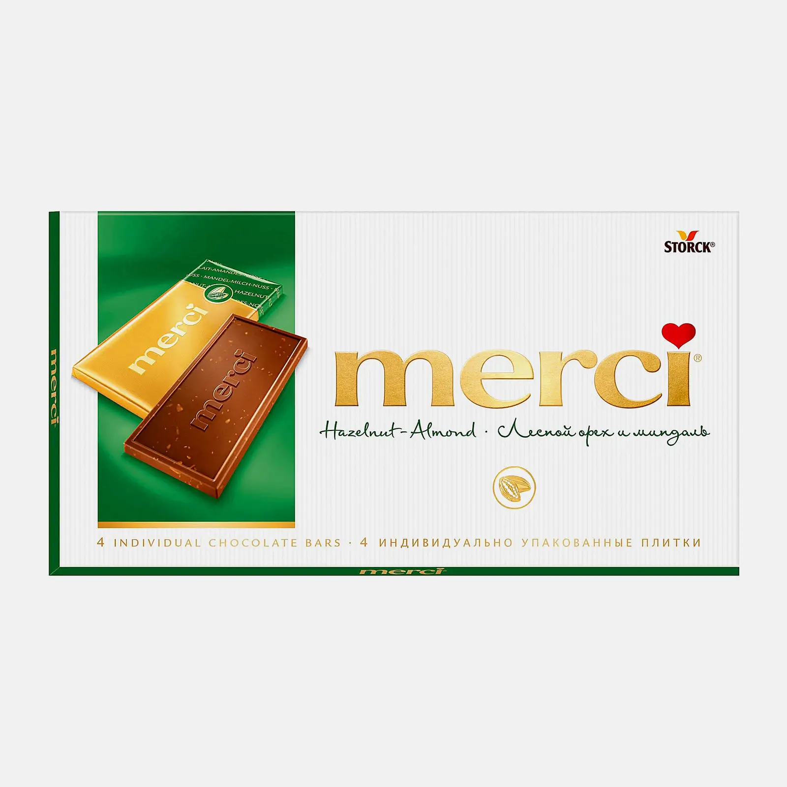 Шоколад Молочный с лесным орехом и миндалем Merci 100г