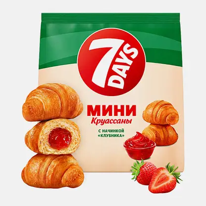 Мини-круассаны с начинкой Клубника 7Days 265г