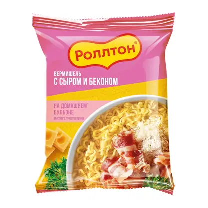 Изображение товара Вермишель Роллтон на домашнем бульоне c сыром и беконом 60г
