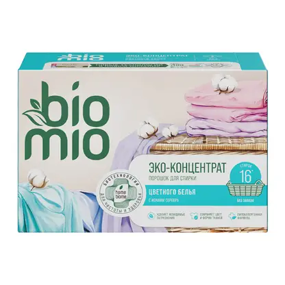 Изображение товара Эко-стиральный порошок Biomio Colors&Whites 500г для цветного и белого белья Изображение товара Эко-стиральный порошок Biomio Colors&Whites 500г для цветного и белого белья