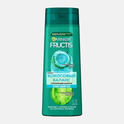 Шампунь Garnier Fructis Укрепляющий Кокосовый баланс для волос жирных у корней и сухих на кончиках 400мл