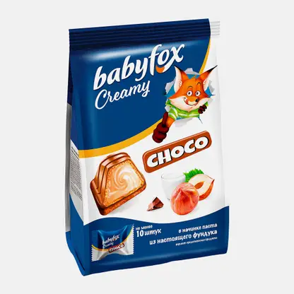 Конфеты Creamy Choco вафля молочная с ореховой начинкой в молочном шоколаде Babyfox 100г