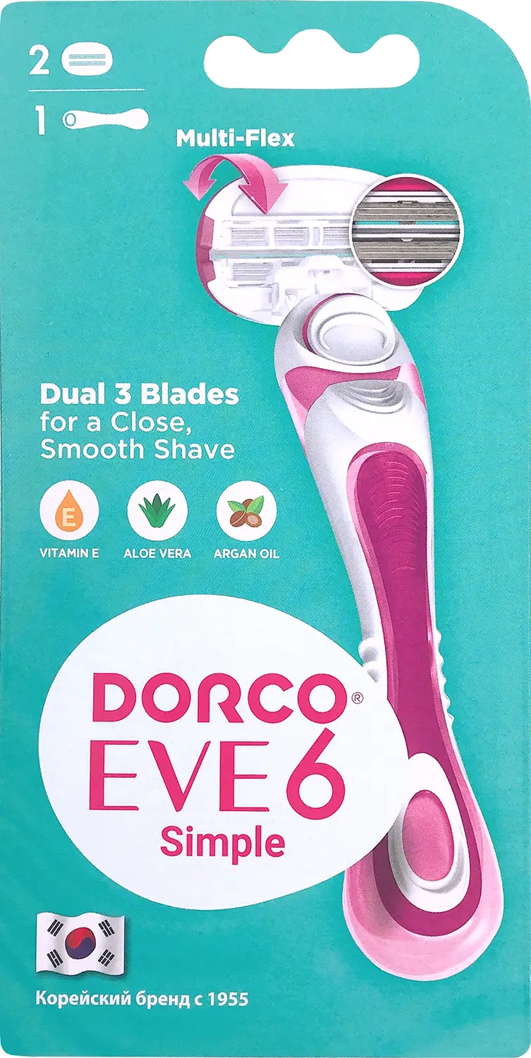Бритва женская Dorco Eve 6 шесть лезвий сменные кассеты в комплекте 2шт
