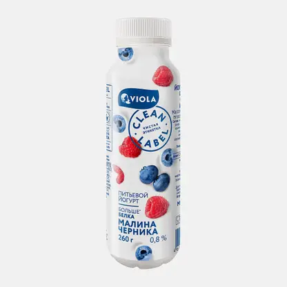 Йогурт питьевой Viola Clean Label малина-черника 0.8% 260г