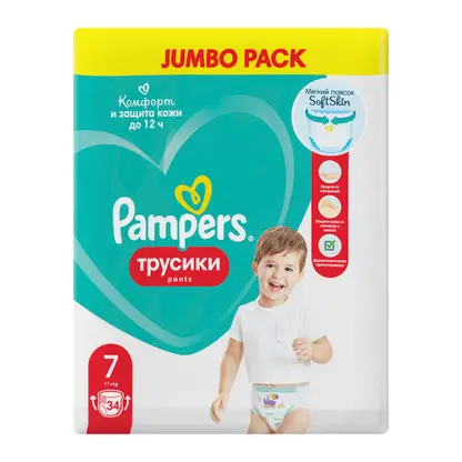 Изображение товара Трусики-подгузники Pampers 7 17+кг 34шт