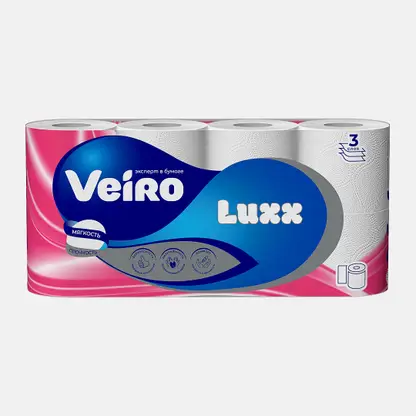 Туалетная бумага Veiro Luxoria белая 3 слоя 8 рулонов