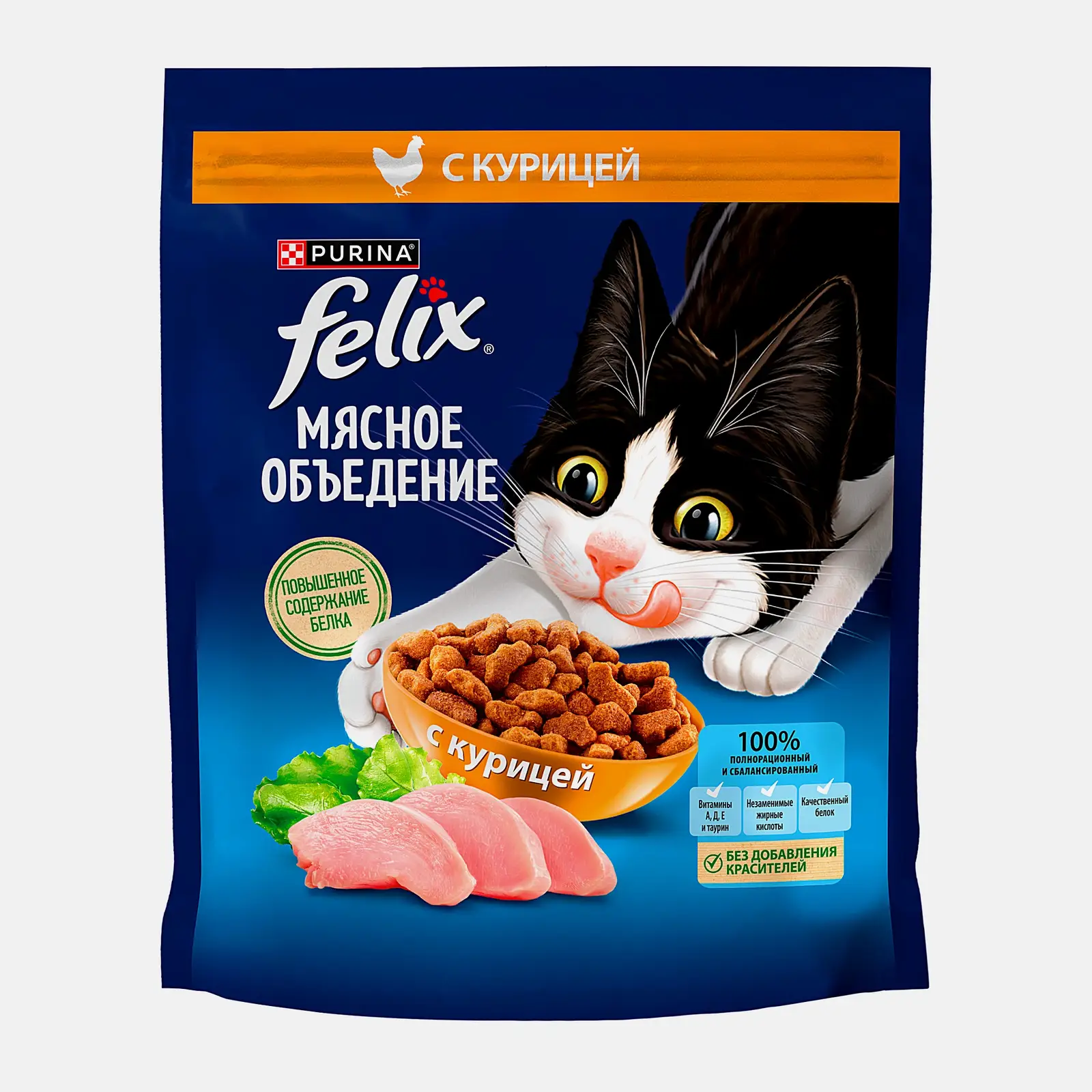Сухой корм для кошек Мясное объедение с курицей Felix 600г Сухой корм для кошек Мясное объедение с курицей Felix 600г
