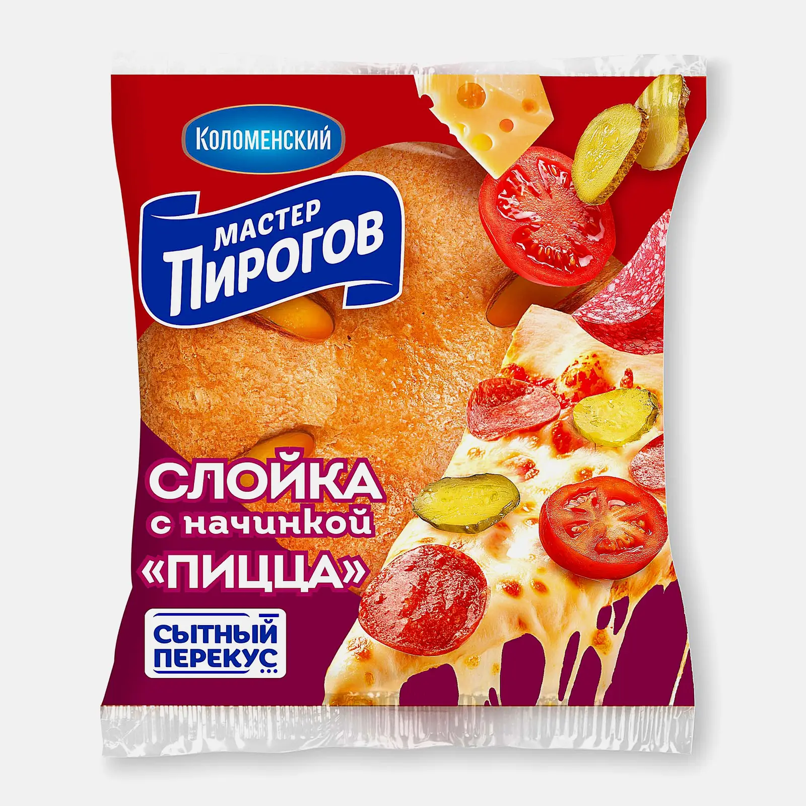 Изображение товара Слойка с начинкой пицца 70г Коломенский быстрый перекус