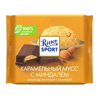 Изображение товара Шоколад Молочный карамельный мусс с миндалем Ritter Sport 100г