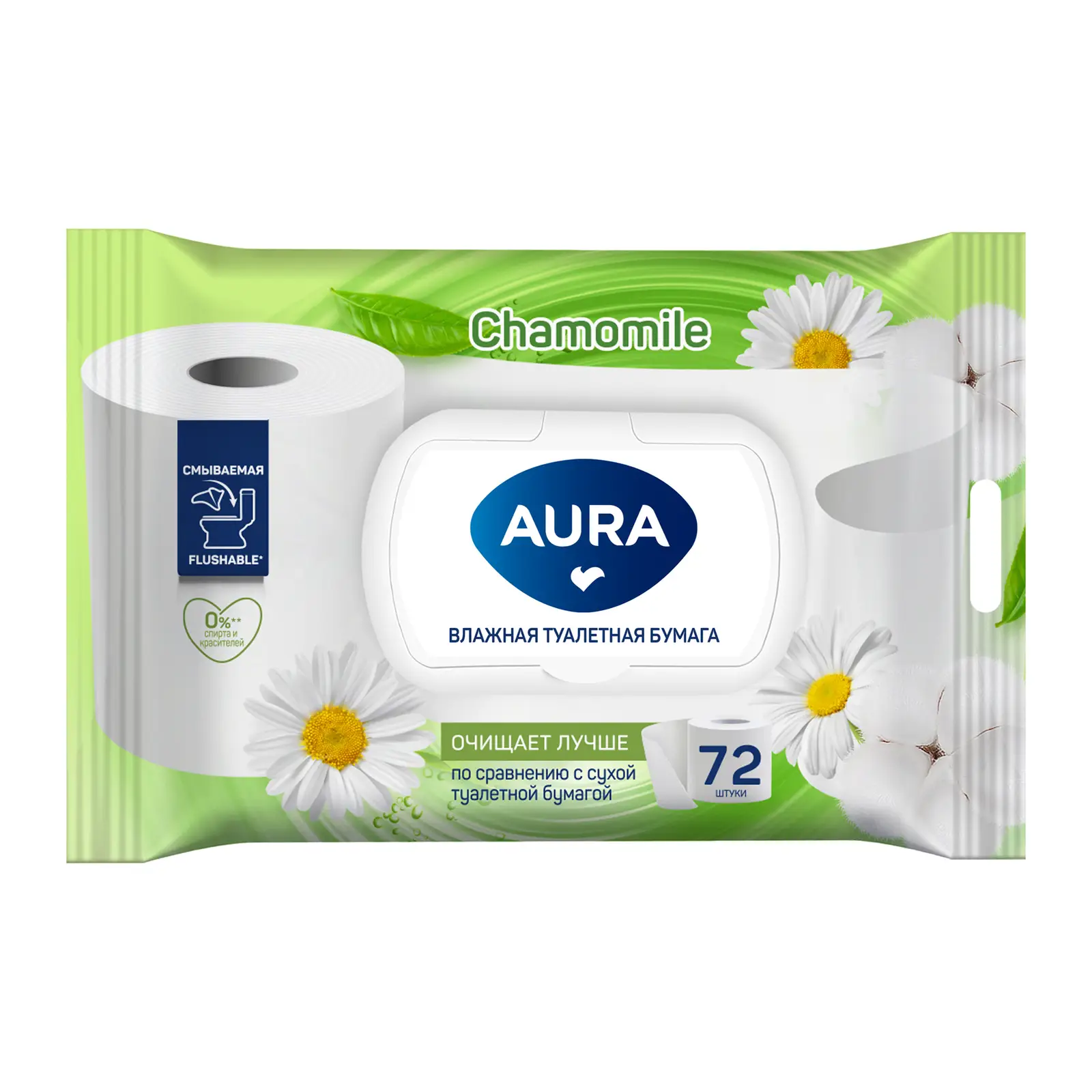 Туалетная бумага влажная Aura антибактериальная 72шт