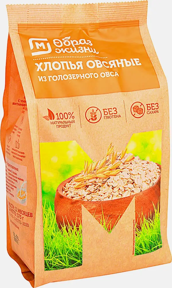 Изображение товара Хлопья овсяные без глютена М Образ Жизни 0.375 кг