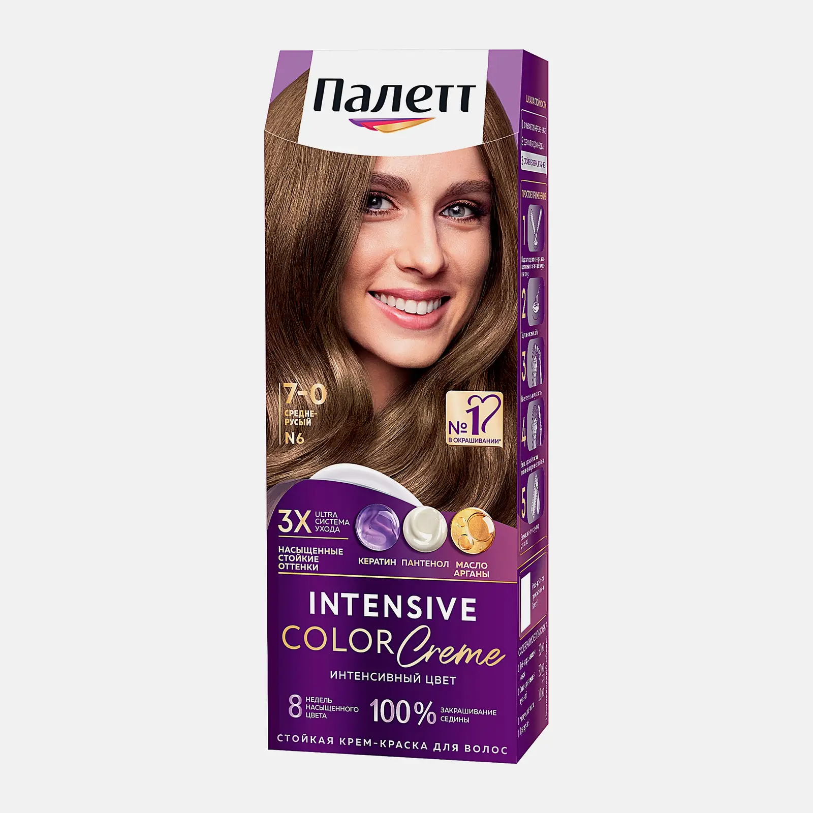 Изображение товара Стойкая крем-краска для волос Палетт Интенсивный цвет 7-0 Средне-русый N6