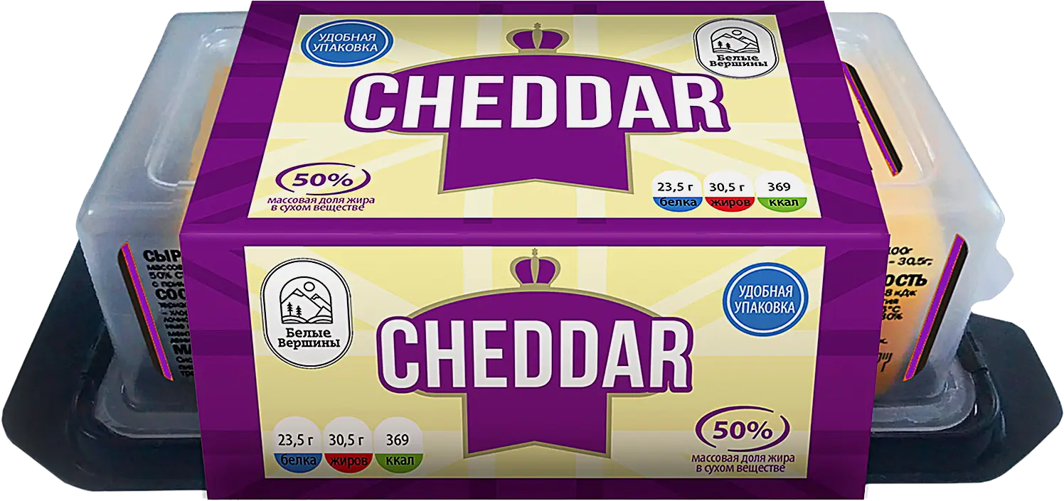 Сыр Cheese Box Белые вершины Чеддер 50% 200г