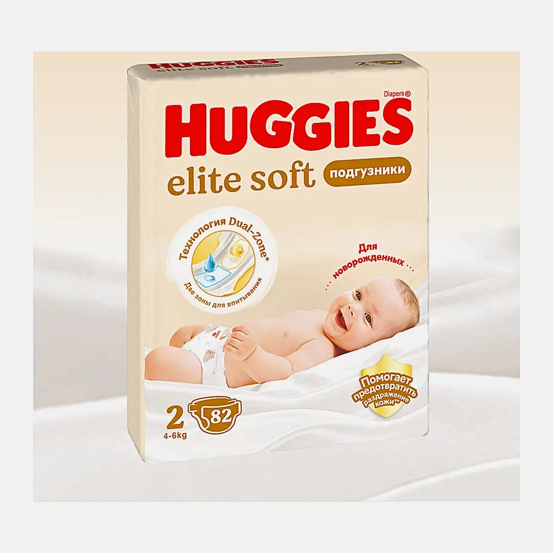 Подгузники для новорожденных №2 4-6кг Huggies Elite Soft 82шт - фото 2
