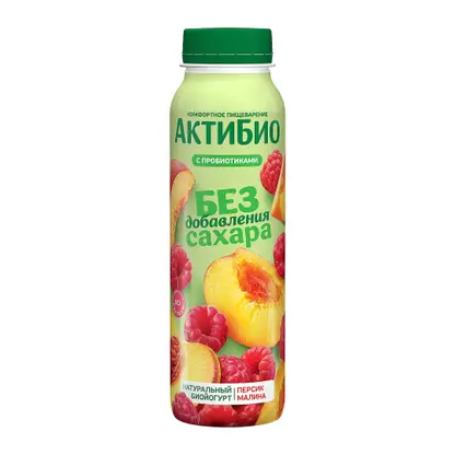 Изображение товара Биойогурт Актибио персик-малина без сахара 260 г пробиотик Лактоза