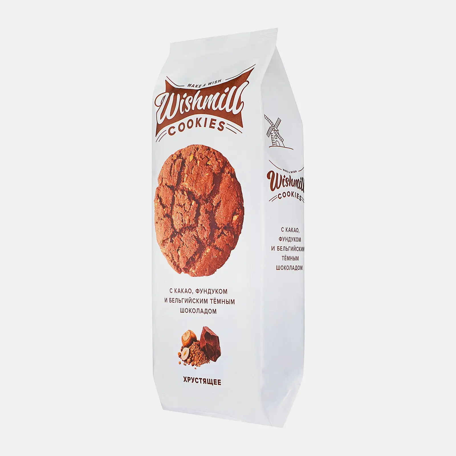 Печенье хрустящее какао фундук темный шоколад Wishmill 180г - фото 2 Печенье хрустящее какао фундук темный шоколад Wishmill 180г - фото 2